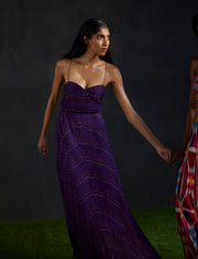 Saaksha & Kinni - Purple Micropleated Maxi Dress - INDIASPOPUP.COM