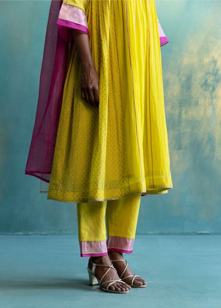 Shivani Bhargava-Yellow Chanderi  Kurta Set-INDIASPOPUP.COM