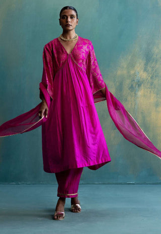 Shivani Bhargava-Pink Silk Kurta Set-INDIASPOPUP.COM