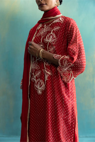 Shivani Bhargava-Red Chanderi Kurta Set-INDIASPOPUP.COM