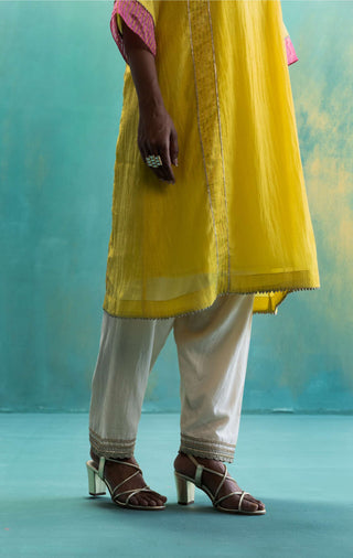 Shivani Bhargava-Yellow Chanderi Kurta Set-INDIASPOPUP.COM