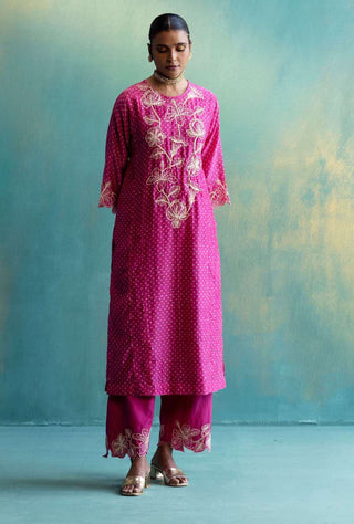 Shivani Bhargava-Pink Chanderi Kurta Set-INDIASPOPUP.COM