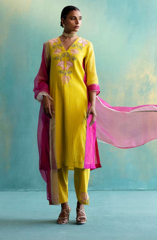 Shivani Bhargava-Yellow And Pink Kurta Set-INDIASPOPUP.COM