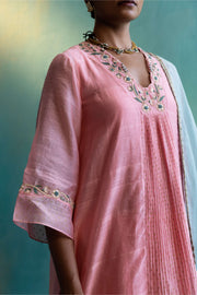 Shivani Bhargava-Old Rose Chanderi Kurta Set-INDIASPOPUP.COM