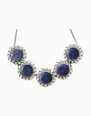Hyperbole - Silver Bloom Choker With Blue Lapis Lazuli - INDIASPOPUP.COM