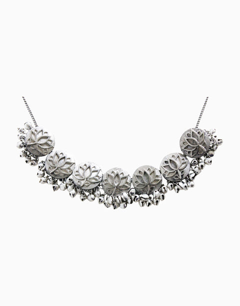 Hyperbole - Silver Lotus Necklace - INDIASPOPUP.COM