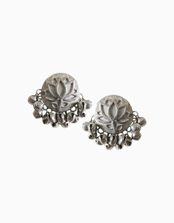 Hyperbole - Silver Lotus Studs - INDIASPOPUP.COM