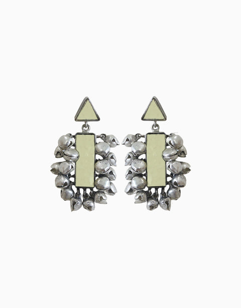 Hyperbole - Silver Geometry Earrings With Triangle Top - INDIASPOPUP.COM