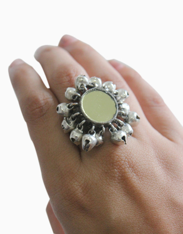 Hyperbole - Silver Mirror Ring With Mirror - INDIASPOPUP.COM