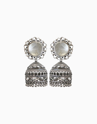 Hyperbole - Nakshi Earrings With White Quartz - INDIASPOPUP.COM