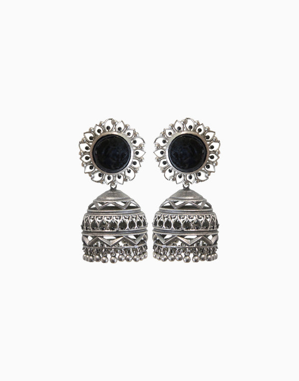 Hyperbole - Nakshi Earrings With Black Onyx - INDIASPOPUP.COM