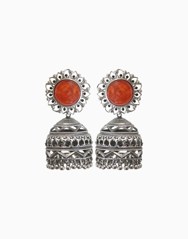 Hyperbole - Nakshi Earrings With Orange Carnelian - INDIASPOPUP.COM