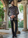 Arjun Kilachand-Slate Grey Velvet Bandgala Jacket-INDIASPOPUP.COM