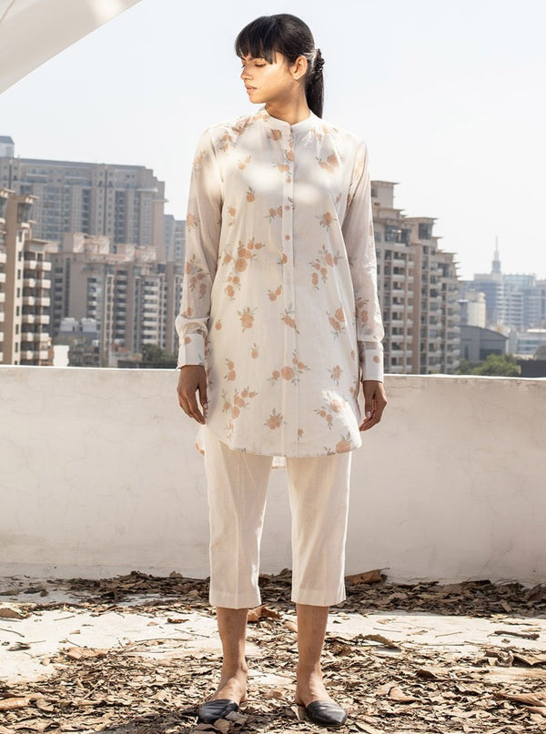 Khara Kapas-Ivory Tunic With Pants-INDIASPOPUP.COM