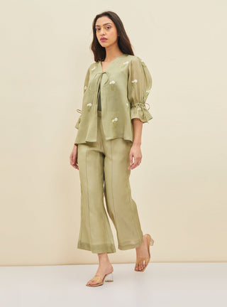 Meadow-Olive Teri Co-Ord Set-INDIASPOPUP.COM