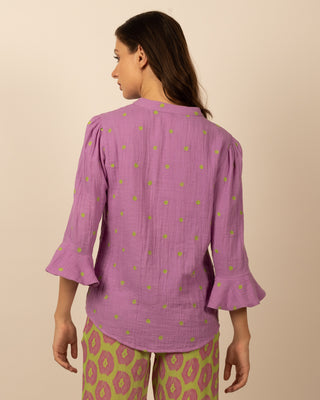 Be-Blu-Tianna Purple Cotton Embroidered Top-INDIASPOPUP.COM
