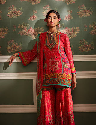 Kalista-Sahiba Hot Pink Gharara Set-INDIASPOPUP.COM