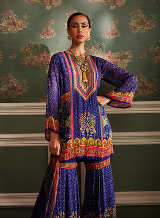 Kalista-Sahiba Midnight Blue Gharara Set-INDIASPOPUP.COM