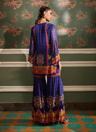 Kalista-Sahiba Midnight Blue Gharara Set-INDIASPOPUP.COM