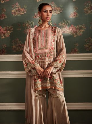 Kalista-Akilah Beige Gharara Set-INDIASPOPUP.COM