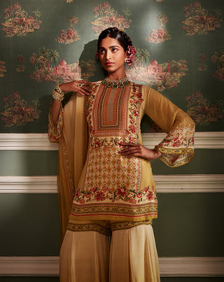 Kalista-Akilah Primrose Yellow Gharara Set-INDIASPOPUP.COM