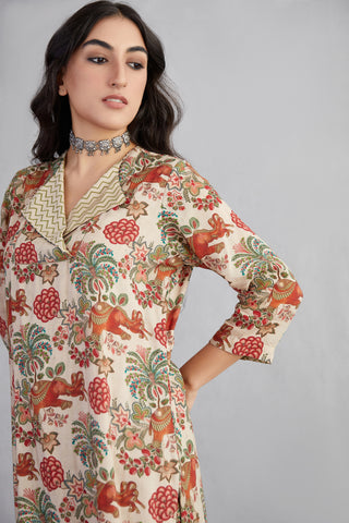 Torani-Natural Beige Airawata Ecru Sehmat Kurta With Pants-INDIASPOPUP.COM