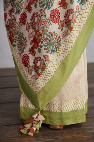 Torani-Natural Beige Airawata Ecru Chandni Saree-INDIASPOPUP.COM