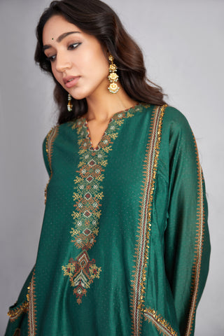 Torani-Bottle Green Sheesham Kashish Kurta Set-INDIASPOPUP.COM