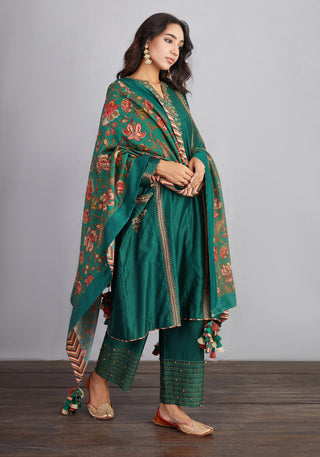 Torani-Bottle Green Sheesham Kashish Kurta Set-INDIASPOPUP.COM