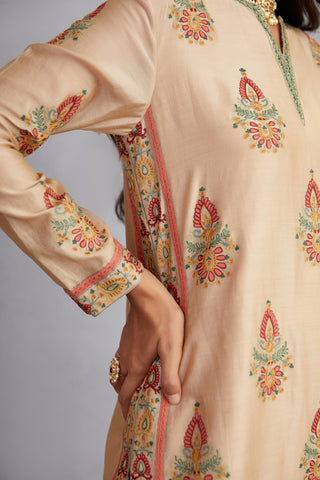 Torani-Natural Beige Chandan Falgun Kurta Set-INDIASPOPUP.COM