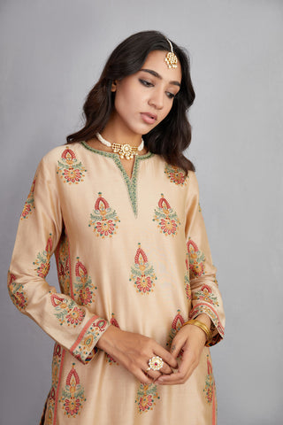 Torani-Natural Beige Chandan Falgun Kurta Set-INDIASPOPUP.COM