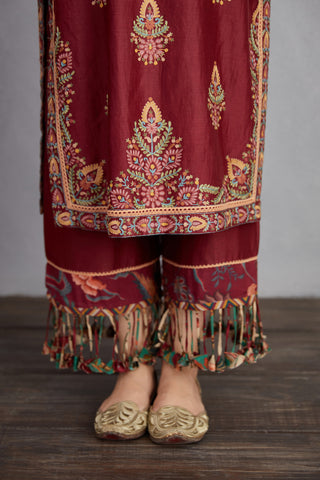 Torani-Garnet Red Sanobar Falgun Kurta Set-INDIASPOPUP.COM