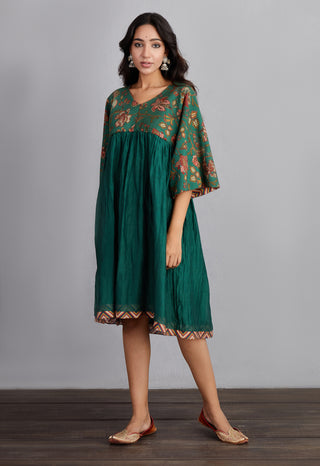 Torani-Bottle Green Sheesham Lolita Dress-INDIASPOPUP.COM