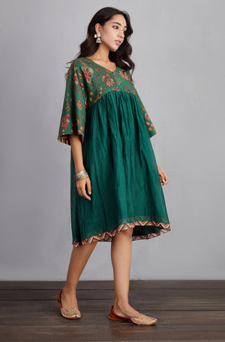 Torani-Bottle Green Sheesham Lolita Dress-INDIASPOPUP.COM