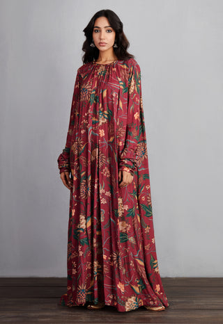 Torani-Garnet Red Sanobar Amrut Maxi Dress-INDIASPOPUP.COM