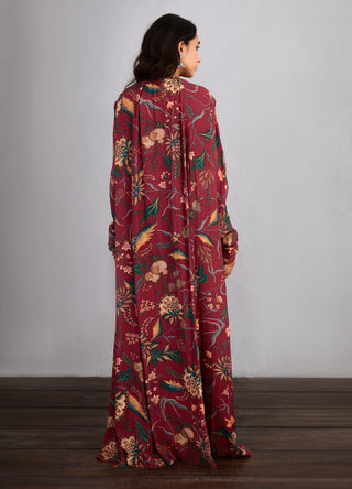 Torani-Garnet Red Sanobar Amrut Maxi Dress-INDIASPOPUP.COM