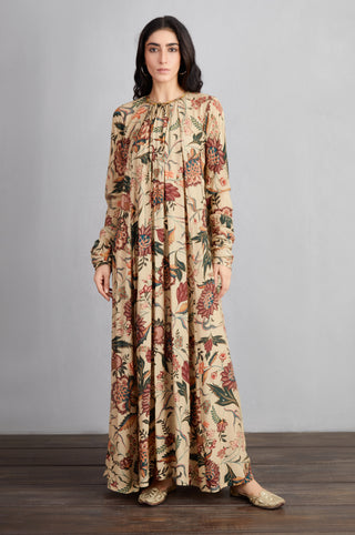 Torani-Natural Beige Chandan Amrut Maxi Dress-INDIASPOPUP.COM