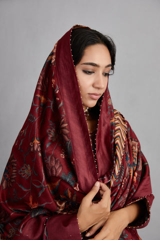 Torani-Garnet Red Sanobar Aroha Kurta Set-INDIASPOPUP.COM