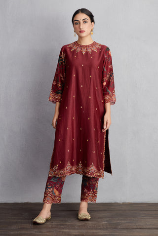 Torani-Garnet Red Sanobar Urvi Kurta Set-INDIASPOPUP.COM