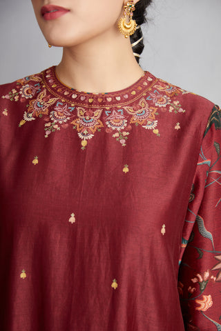 Torani-Garnet Red Sanobar Urvi Kurta Set-INDIASPOPUP.COM