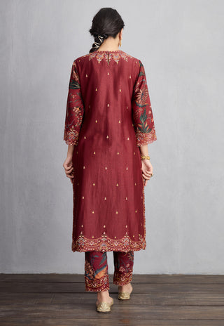 Torani-Garnet Red Sanobar Urvi Kurta Set-INDIASPOPUP.COM