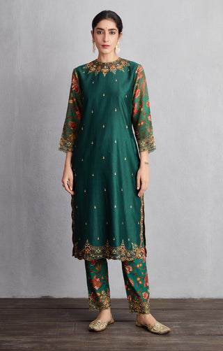 Torani-Bottle Green Sheesham Urvi Kurta Set-INDIASPOPUP.COM