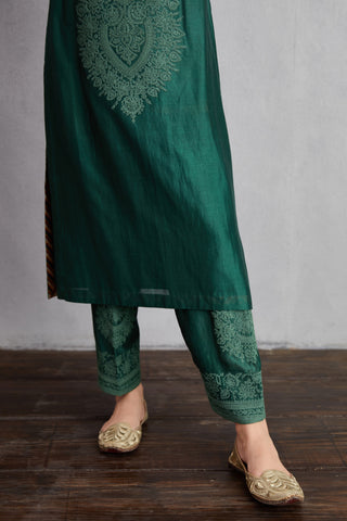 Torani-Bottle Green Sheesham Revaa Kurta Set-INDIASPOPUP.COM