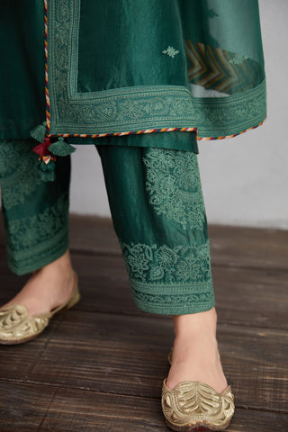 Torani-Bottle Green Sheesham Revaa Kurta Set-INDIASPOPUP.COM