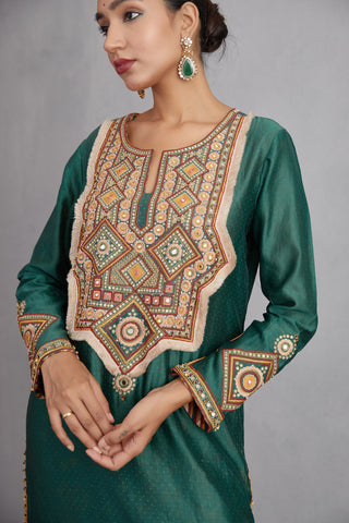 Torani-Bottle Green Sheesham Paakizah Kurta Set-INDIASPOPUP.COM