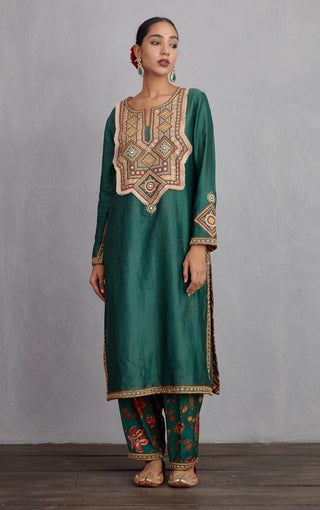 Torani-Bottle Green Sheesham Paakizah Kurta Set-INDIASPOPUP.COM