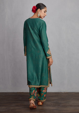 Torani-Bottle Green Sheesham Paakizah Kurta Set-INDIASPOPUP.COM