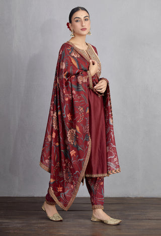 Torani-Garnet Red Sanobar Paakizah Kurta Set-INDIASPOPUP.COM