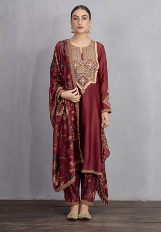 Torani-Garnet Red Sanobar Paakizah Kurta Set-INDIASPOPUP.COM