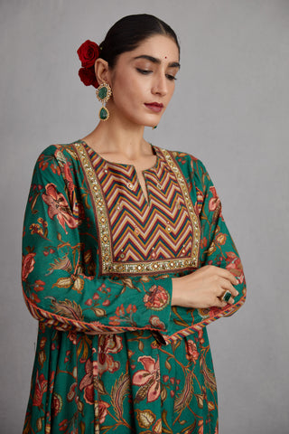 Torani-Bottle Green Sheesham Tara Kurta Set-INDIASPOPUP.COM